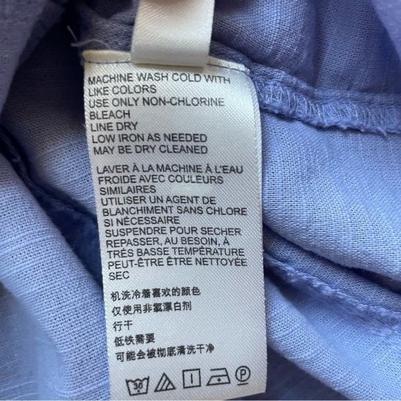 Free People Puff Long Sleeve Blue Button-Up Kiss Kiss Laced Cuff Blouse XS - Picture 9 of 15